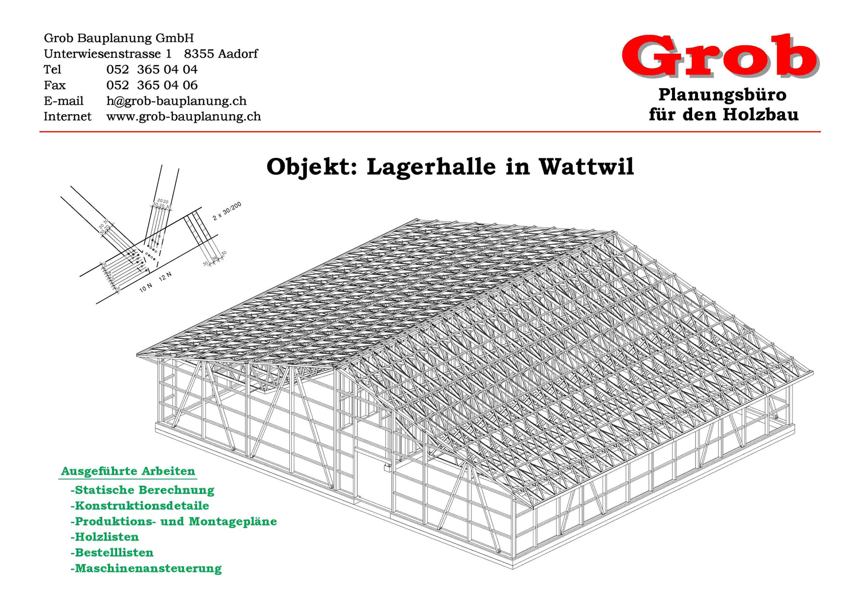 Holzbauplanung Lagerhalle in Wattwil