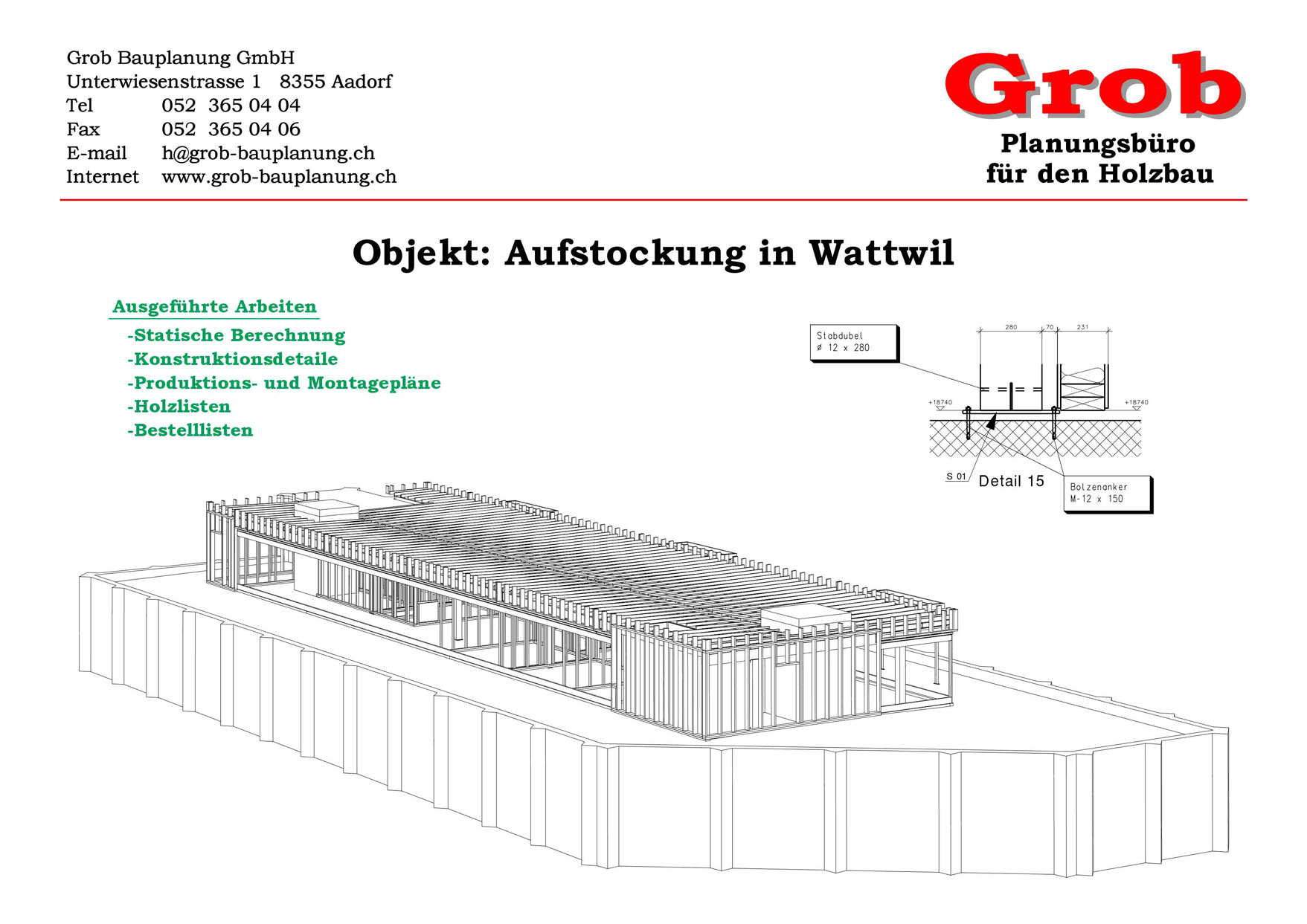 Holzbauplanung Aufstockung in Wattwil