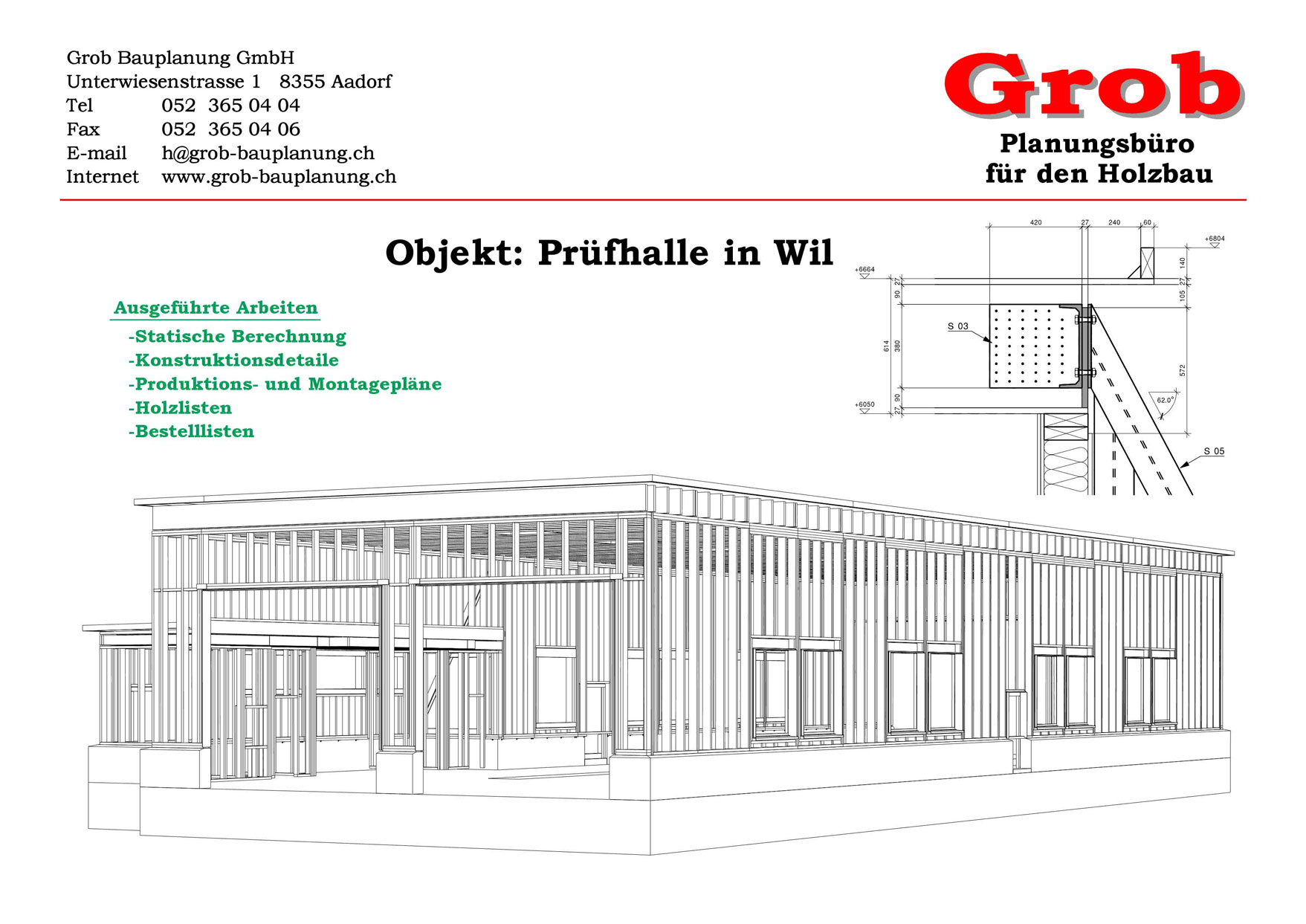 Holzbauplanung Pruefhalle in Wil